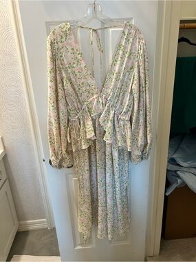 Topshop Pale Pink and Light Green Floral Dress
